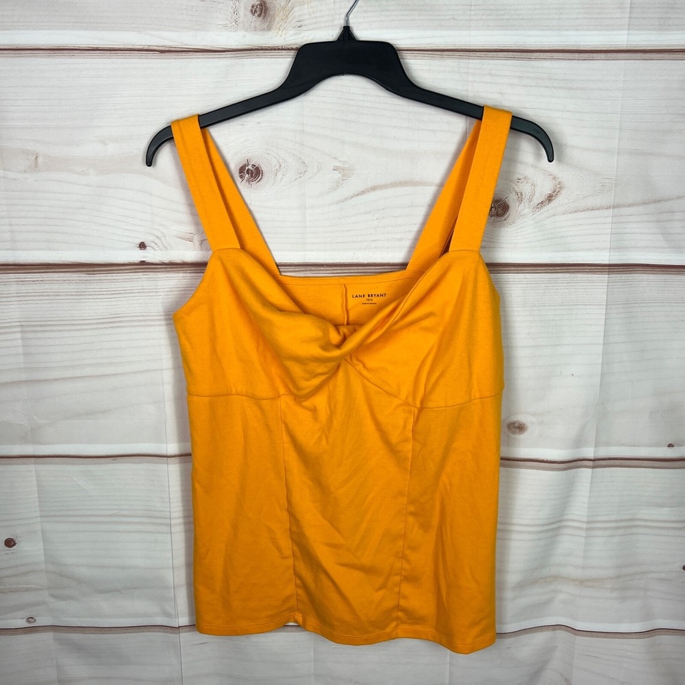 Lane‎ Bryant Top Womens 14 16 Yellow Sweetheart Tank Sleeveless Cami Solid Knit